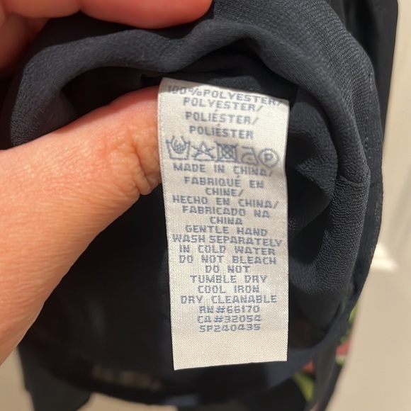 Lil Sz LP floral off the shoulder dress pockets puff sleeve Navy Pink Grey roses - Picture 6 of 8